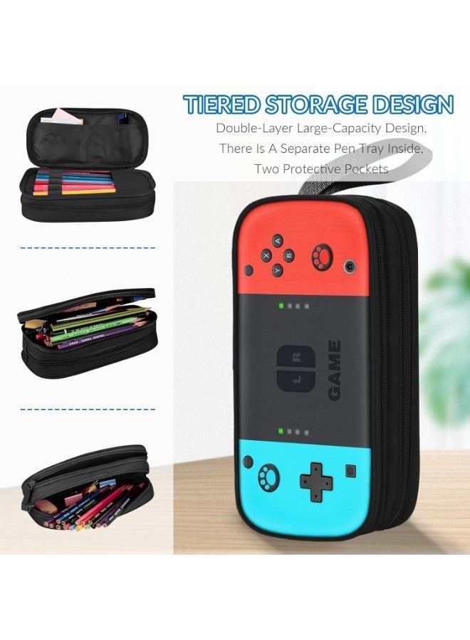 Nintendo Large Pencil Case for Boys - Boys Pencil Pouch with Zipper Compartments - Big Capacity Pen Box Gamer Pen Bag Organizer for Kids Teens School - Image 3